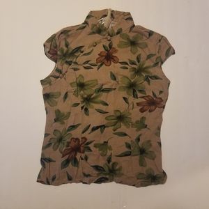 Floral Mandarin Collar Shirt